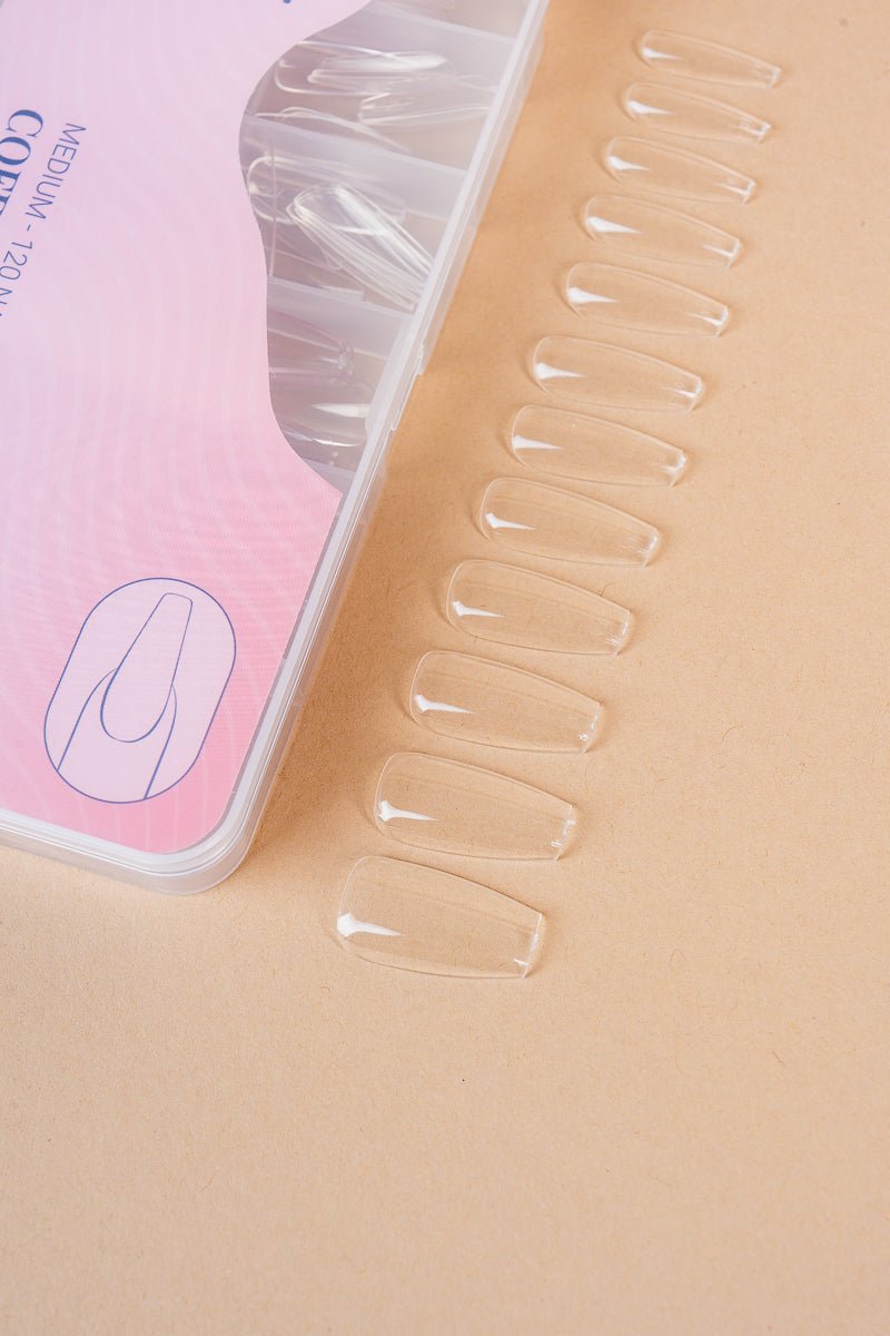 5 x Coffin/Ballerina Medium Clear Tipper