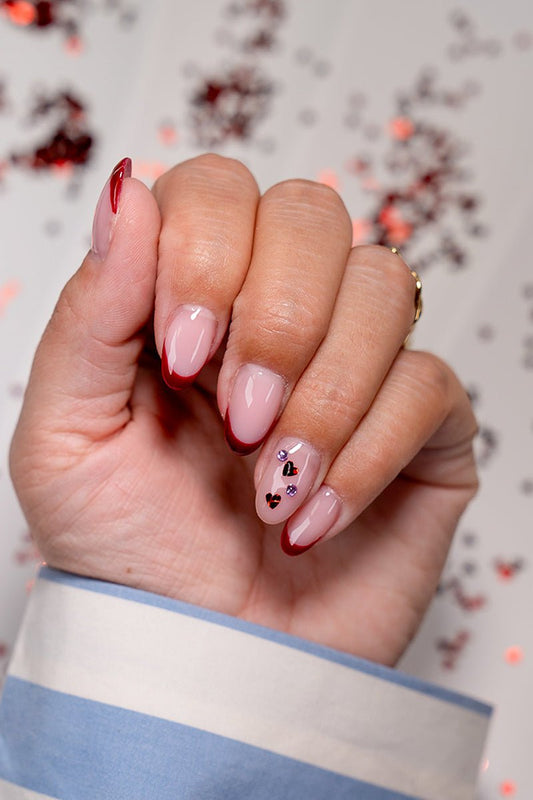 French Glitter Hearts Look | Nailster Denmark