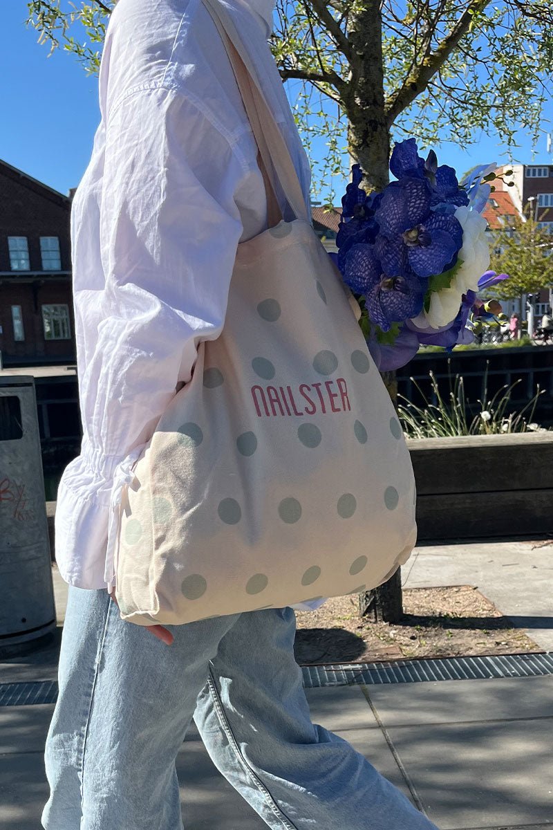 Tote Bag - Dusty Green Dots | Nailster Denmark